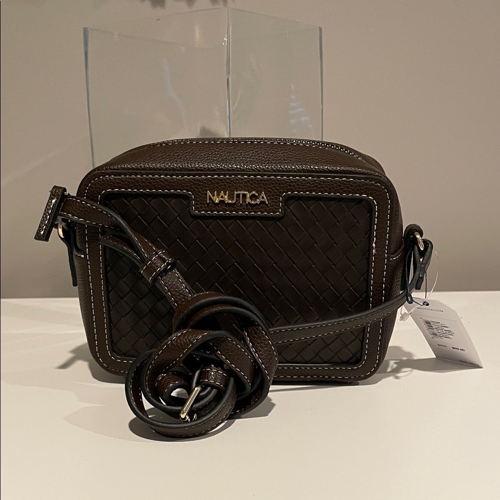 Nautica Dark Brown Woven Crossbody Bag